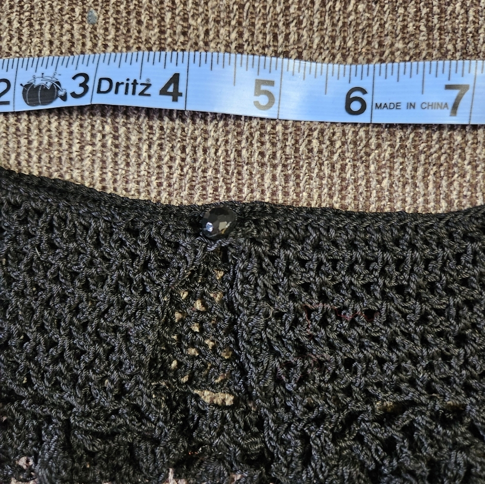 Handmade And Vintage Black Crochet Collar - image 3